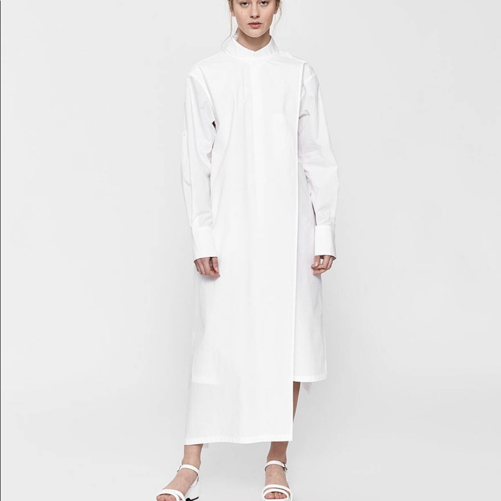 Front panel poplin shirt dress